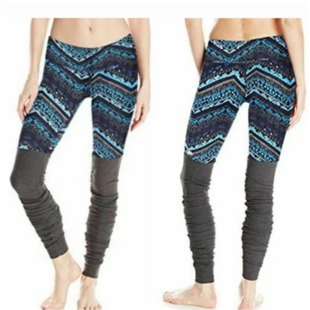ALO Yoga | Goddess Ruched Ribbed Leggings Blue & Grey | size Small - Picture 2 of 2